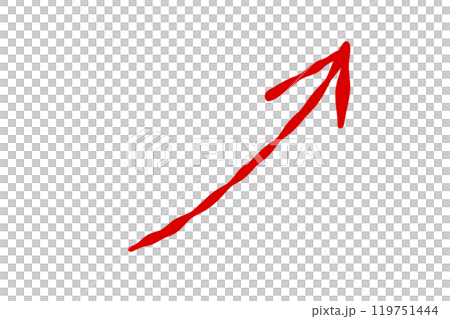 Simple hand-drawn illustration of a red arrow pointing upwards Simple hand-drawn illustration of a red arrow pointing upwards 119751444