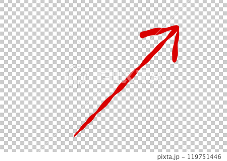 Simple hand-drawn illustration of a red arrow pointing upwards 119751446
