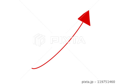 右肩上がりの赤い矢印の手描き風シンプルイラスト 右肩上がりの赤い矢印の手描き風シンプルイラスト 119751460