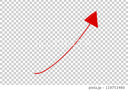右肩上がりの赤い矢印の手描き風シンプルイラスト 右肩上がりの赤い矢印の手描き風シンプルイラスト 119751460