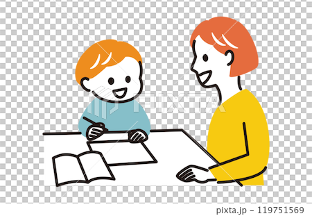 Parents and children studying together 119751569