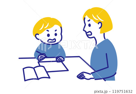 勉強のことで喧嘩をする親子 119751632
