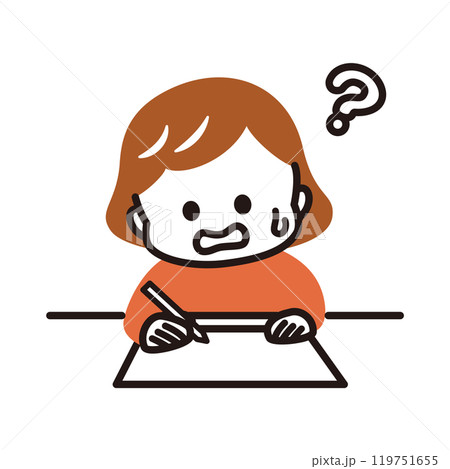 問題を考えている女の子 問題を考えている女の子 119751655