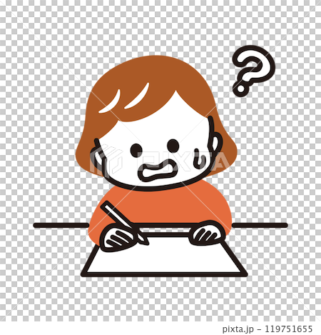 問題を考えている女の子 問題を考えている女の子 119751655