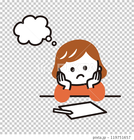 女孩思考一個問題 119751657