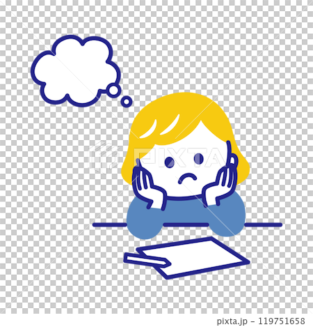 Girl thinking about a problem 119751658