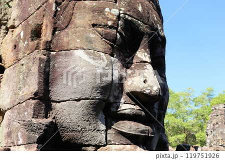 Bayon temple in Cambodia, faces of unknown deities Bayon temple in Cambodia, faces of unknown deities 119751926