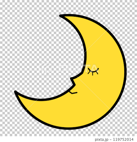 Crescent moon with a face painted on it Crescent moon with a face painted on it 119752014