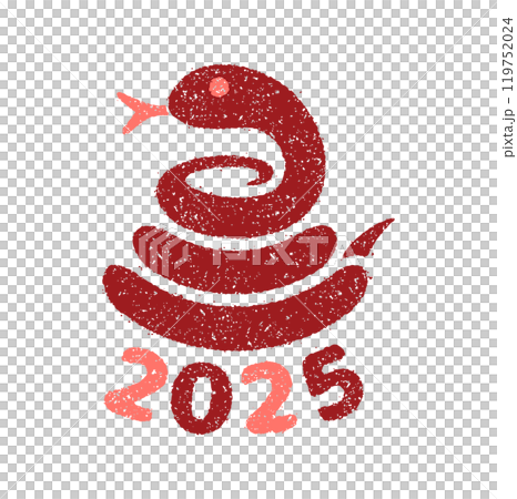 2025 令和7年(巳年) 年賀状素材 /  ハンコ(判子)・スタンプ ベクターイラスト 119752024