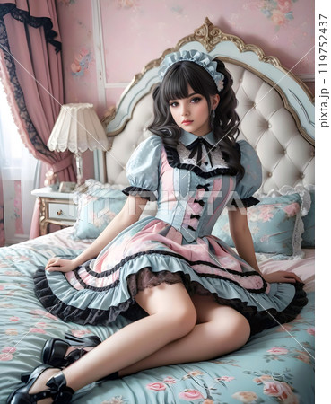 若い女性のゴシックスタイル ファッションの最新作、ソフトカラーのポートレート 119752437