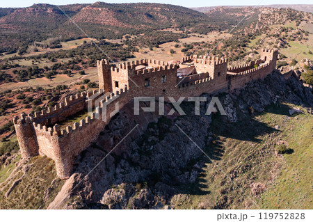 Riba de Santiuste castle. View from above. Guadalajara, Castile La Mancha community Riba de Santiuste castle. View from above. Guadalajara, Castile La Mancha community 119752828