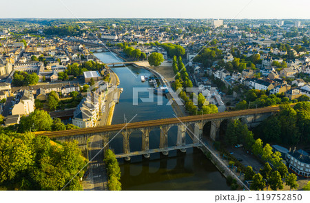 Aerial view of french city Laval, Mayenne 119752850