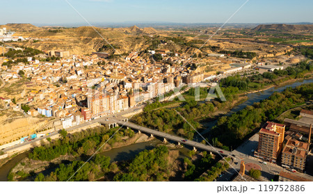 Bird's eye view of Spanish town Fraga Bird's eye view of Spanish town Fraga 119752886