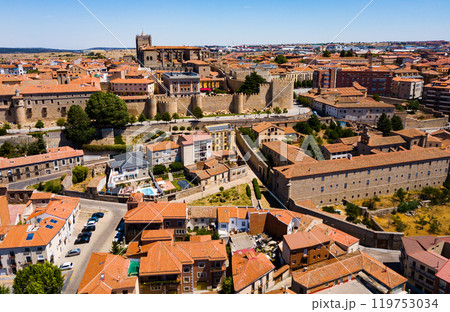 Aerial view of Avila with town walls and Cathedral 119753034