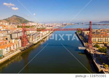 Aerial view of Bizkaia suspension Bridge Aerial view of Bizkaia suspension Bridge 119753301