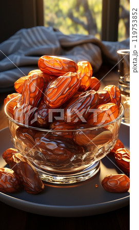 Dates fruit Arabian healthy food for fasting iftar 119753852