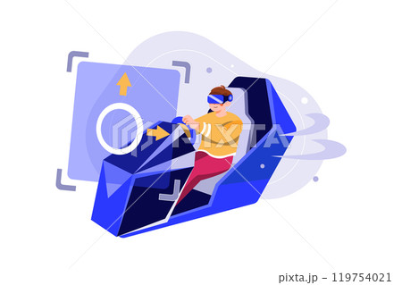 Man learning Driving using VR Tech 119754021