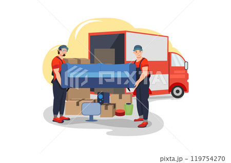 Movers picking up a sofa Movers picking up a sofa 119754270
