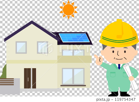 安裝太陽能板的施工工作 119754347