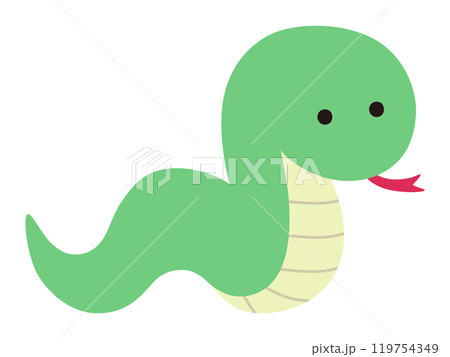 かわいい蛇のベクターイラスト　巳　巳年　干支　アイコン　年賀状　 119754349
