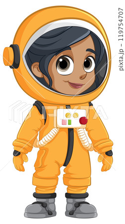 Cute Astronaut in Orange Spacesuit 119754707