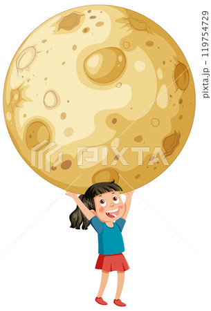 Girl Holding the Moon Illustration 119754729