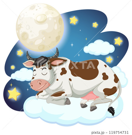 Dreaming Cow Under the Moonlit Sky Dreaming Cow Under the Moonlit Sky 119754731