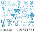 ユニークで遊び心あふれる手描きリボンコレクション、グリッターブルー 119754781