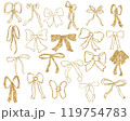 ユニークで遊び心あふれる手描きリボンコレクション、ゴールド 119754783