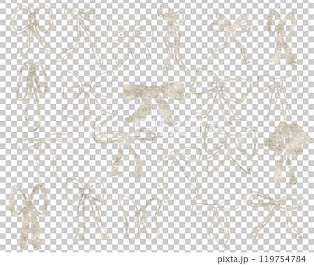 ユニークで遊び心あふれる手描きリボンコレクション、シルバー 119754784