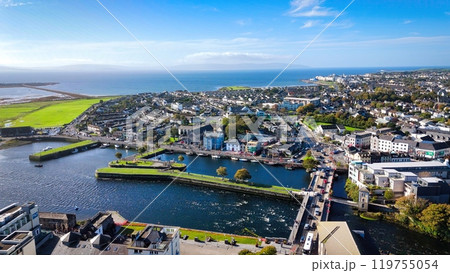 City of Galway Ireland aerial view over the Claddagh district 119755054