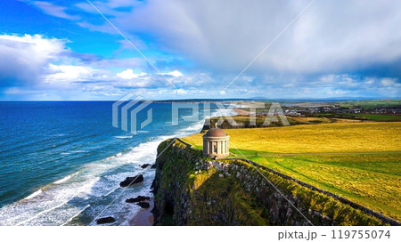 Mussenden Temple at the west coast of Northern Ireland in an enchanting Coastal Landscape featuring 119755074
