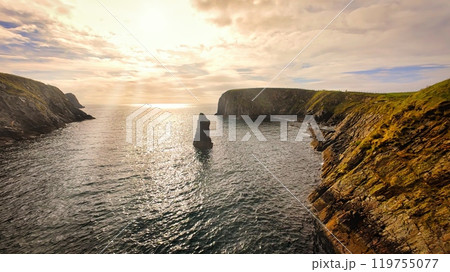 FPV Flight over the west coast of Ireland in Donegal at Malin Beg - Experience the stunning coastal 119755077