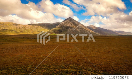 Connemara National Park in Ireland aerial view - A breathtaking and stunning mountain landscape Connemara National Park in Ireland aerial view - A breathtaking and stunning mountain landscape 119755078