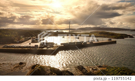 Burtonport Harbour in Donegal a Beautiful Harbor and a Dramatic Sky Above 119755142