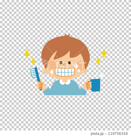 Children brushing their teeth Cute illustration material 119756320