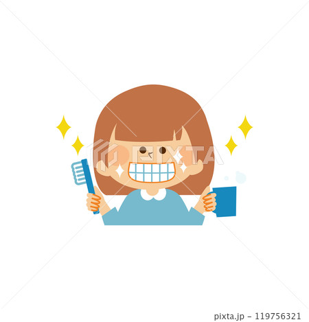 歯磨きをする子供　かわいいイラスト素材 119756321