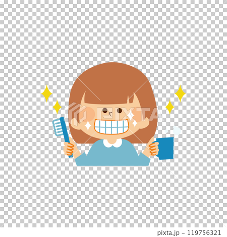 歯磨きをする子供　かわいいイラスト素材 119756321