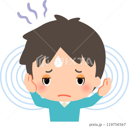 耳鳴りがして困っている男性 119756567