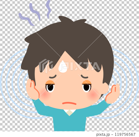 耳鳴りがして困っている男性 119756567