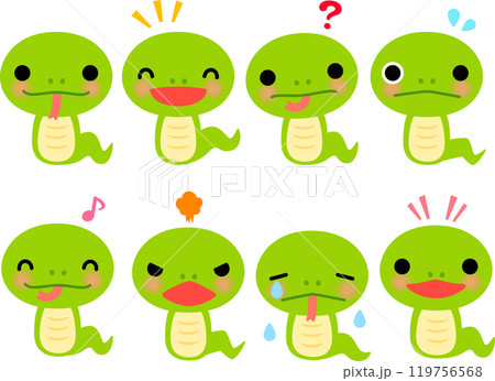 ヘビのキャラクターのイラストセット 119756568