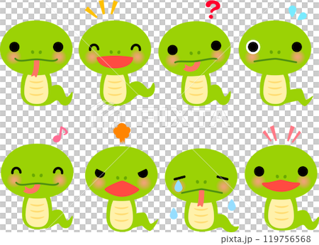 ヘビのキャラクターのイラストセット 119756568