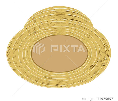 下から斜め上方向に見上げた麦わら帽子のイラスト 119756571