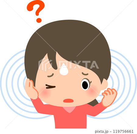 耳鳴りがして困っている女性 119756661