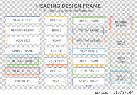 Simple frame, border, set, line, decoration, ornament, heading, treatment, design, material, decorative border, illustration 119757144