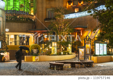 雪が降る夜の川崎 ラチッタデッラ(チネチッタ)の夜景【神奈川県・川崎市】 雪が降る夜の川崎 ラチッタデッラ(チネチッタ)の夜景【神奈川県・川崎市】 119757146