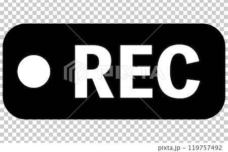 用於預防犯罪和家庭安全的監視器記錄標記、黑白圖標 119757492