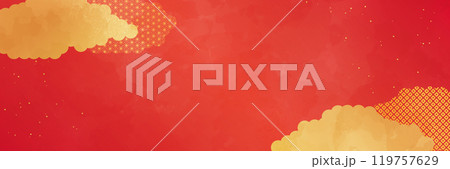 雲の和柄背景素材 雲の和柄背景素材 119757629