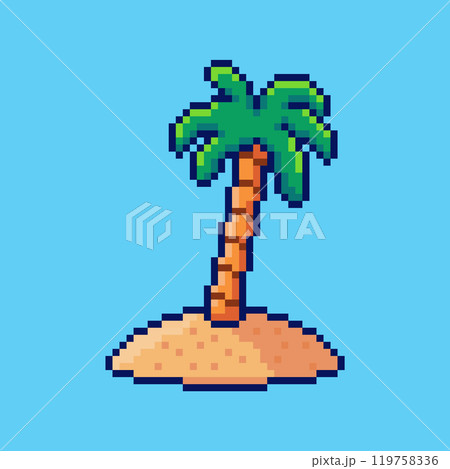 Pixel art Palm Tree game asset design Pixel art Palm Tree game asset design 119758336