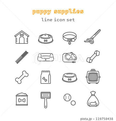 puppy supplies vector icon set puppy supplies vector icon set 119758438